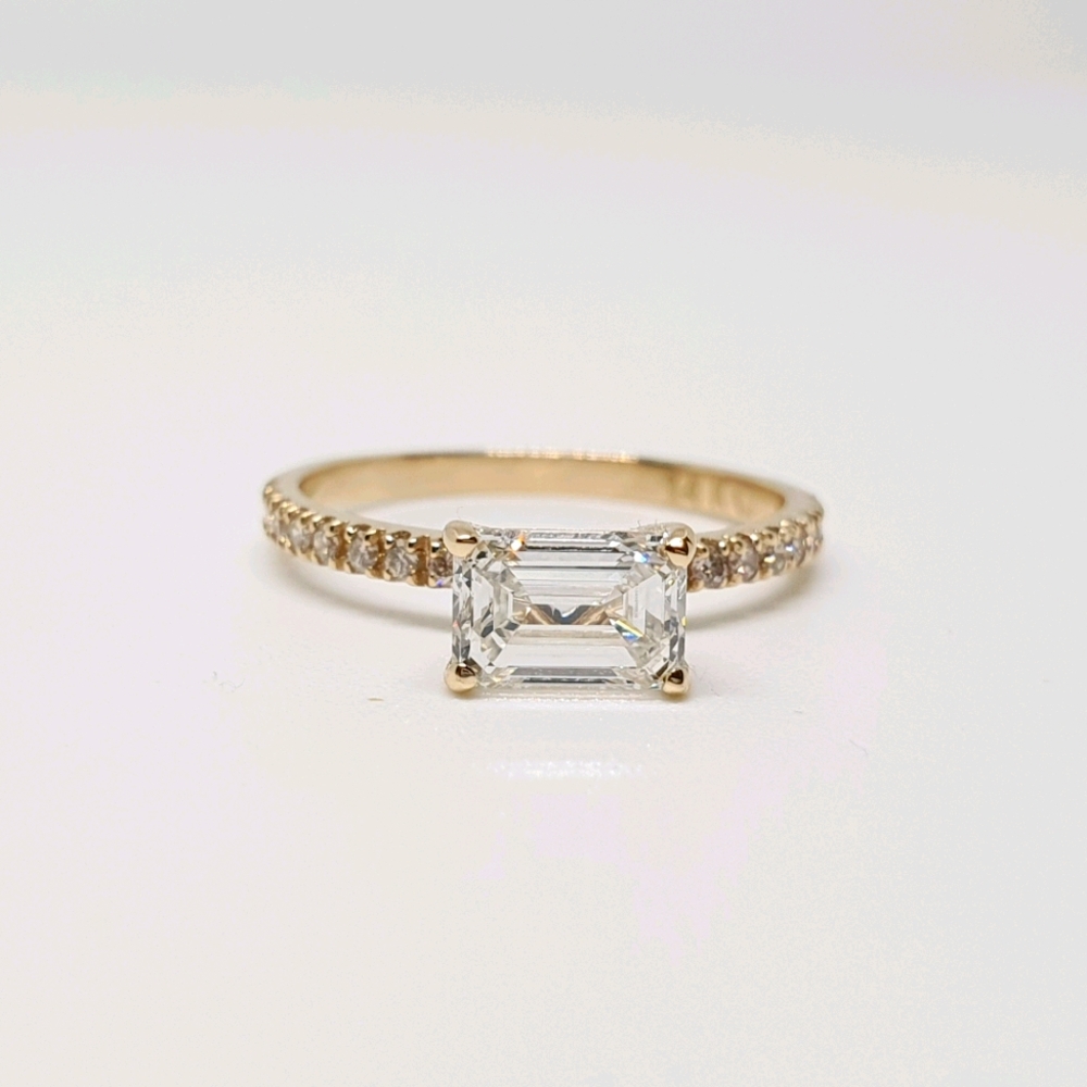 1.01 Ct East-West Emerald Lab Grown Diamond Ring